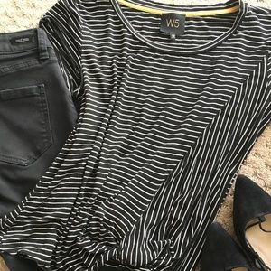 W5 Black/White Stripe Front Knot Top (Medium)